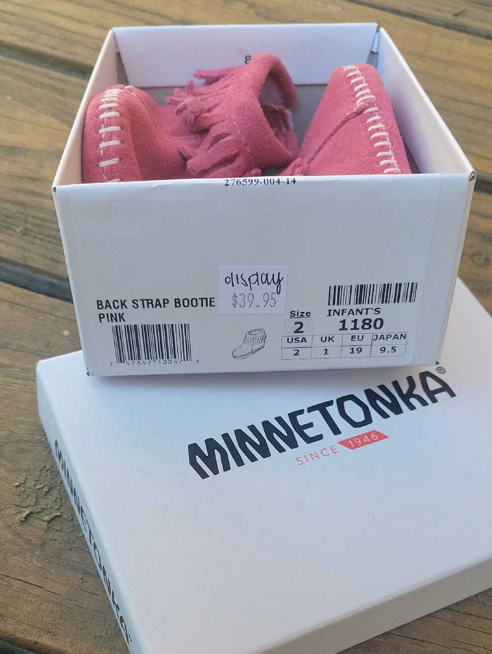 Minnetonka Pink Fringe Baby Moccasins